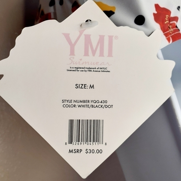 YMI Floral Polka Dots Cutout Bandeau Bikini Top/M - Picture 8 of 12